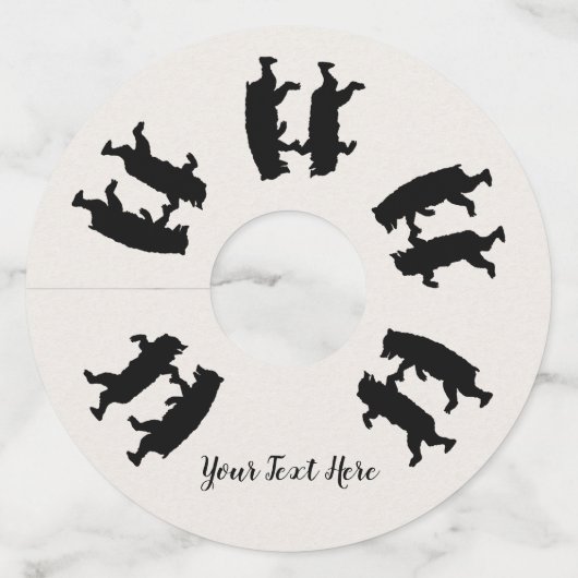 Étiquette Pour Verre De Vin Bund'ours noirs dansant ensemble Silhouette (Devant)
