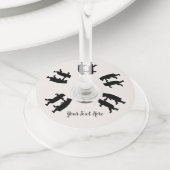 Étiquette Pour Verre De Vin Bund'ours noirs dansant ensemble Silhouette (De près)