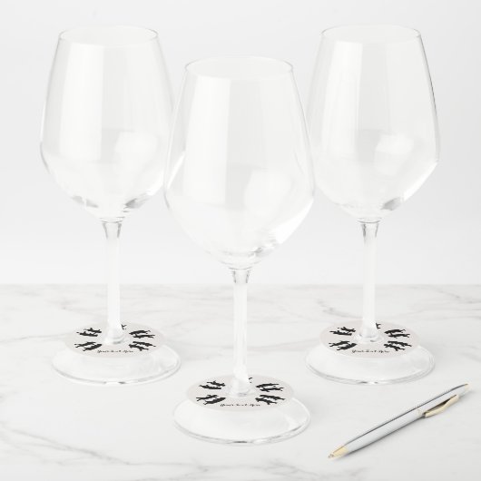 Étiquette Pour Verre De Vin Bund'ours noirs dansant ensemble Silhouette (Lot)