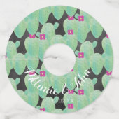 Étiquette Pour Verre De Vin Cactus Aquarelle Répétition - Nom du Couple (Devant)