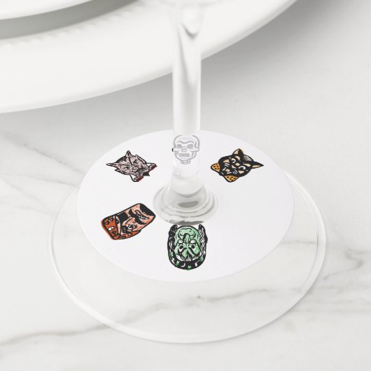 Étiquette Pour Verre De Vin Caractères Halloween classiques | Lumière (De près)