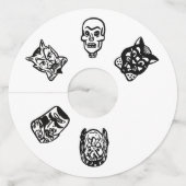 Étiquette Pour Verre De Vin Caractères Halloween classiques | Lumière (Dos)