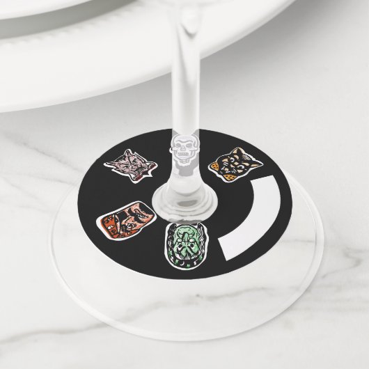 Étiquette Pour Verre De Vin Caractères Halloween classiques | Sombre (De près)