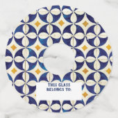 Étiquette Pour Verre De Vin Carreaux portugais - Azulejo Motif Design (Dos)