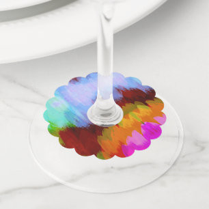 Étiquette Pour Verre De Vin Cascade à l'aquarelle, nature 2