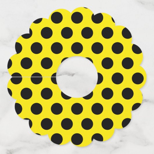 Étiquette Pour Verre De Vin Cercles noirs sur Arrière - plan jaune (Devant)