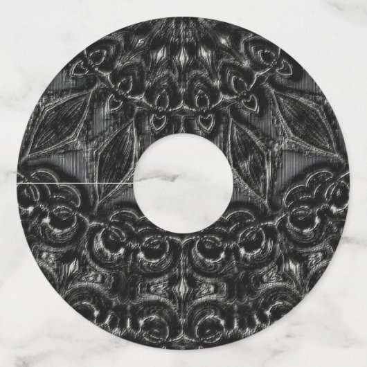 Étiquette Pour Verre De Vin Charcoal Mandala (Devant)