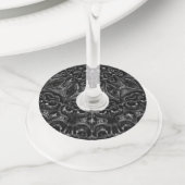 Étiquette Pour Verre De Vin Charcoal Mandala (De près)