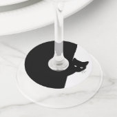 Étiquette Pour Verre De Vin Chat noir (De près)