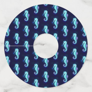 Étiquette Pour Verre De Vin Cheval de mer de glace cristal sur Arrière - plan 