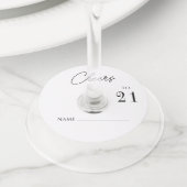 Étiquette Pour Verre De Vin Chic moderne applaudit 21 anniversaire (De près)