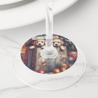 Étiquette Pour Verre De Vin Chiens de Noël Vin Verre Charmes & Tags