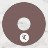 Étiquette Pour Verre De Vin Chocolat monogramme prune et blanc (Devant)