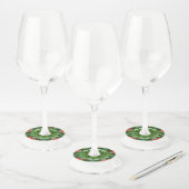 Étiquette Pour Verre De Vin Christmas Green Red Floral Ajouter nom et texte (Lot)