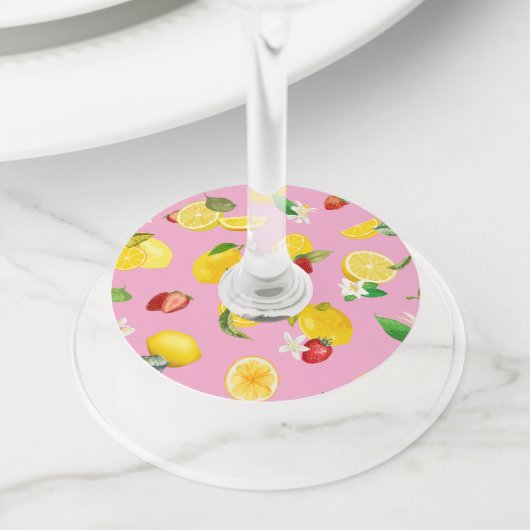 Étiquette Pour Verre De Vin Citron et fraise 1 (De près)