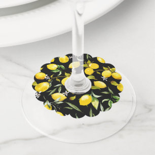 Étiquette Pour Verre De Vin Citrons aquarelle 7