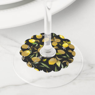 Étiquette Pour Verre De Vin citrons d'aquarelle 30