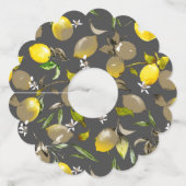 Étiquette Pour Verre De Vin citrons d'aquarelle 34 (Devant)