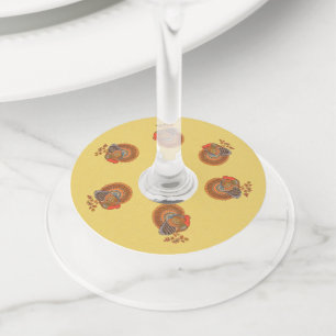 Étiquette Pour Verre De Vin Clés de mâle coloré Clous Fanned feuille Jaune