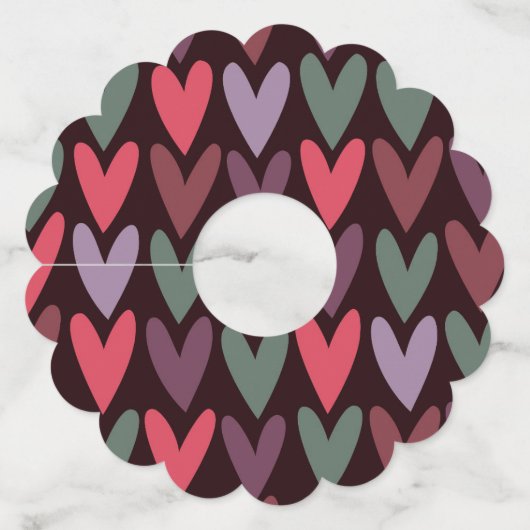 Étiquette Pour Verre De Vin Coeurs 6 (Devant)