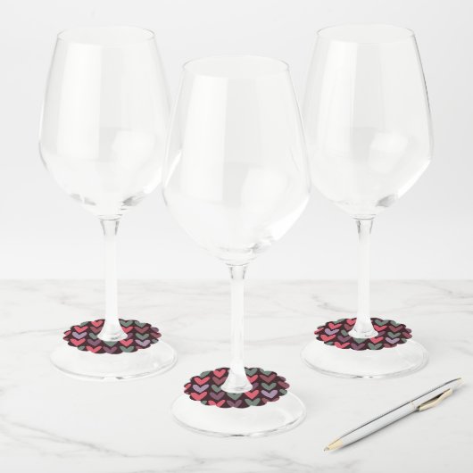 Étiquette Pour Verre De Vin Coeurs 6 (Lot)