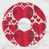 ÉTIQUETTE POUR VERRE DE VIN COEURS ROUGES POUR LA JOURNÉE DE VALENTINE (Devant)