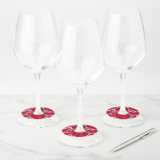 ÉTIQUETTE POUR VERRE DE VIN COEURS ROUGES POUR LA JOURNÉE DE VALENTINE (Lot)