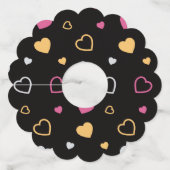 Étiquette Pour Verre De Vin Coeurs stylisés motif 3 (Dos)