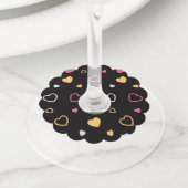 Étiquette Pour Verre De Vin Coeurs stylisés motif 3 (De près)