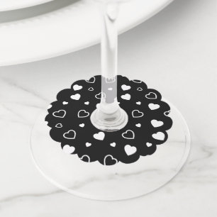 Étiquette Pour Verre De Vin Coeurs stylisés motif 5