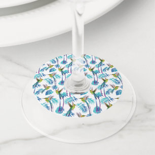 Étiquette Pour Verre De Vin Colibri à queue longue tropicale