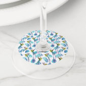 Étiquette Pour Verre De Vin Colibri à queue longue tropicale (De près)