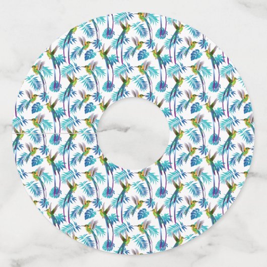 Étiquette Pour Verre De Vin Colibri à queue longue tropicale (Dos)