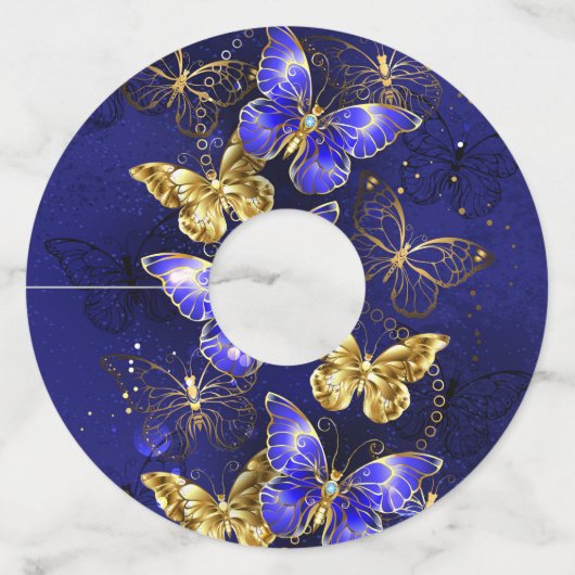 Étiquette Pour Verre De Vin Composition avec papillons Sapphire (Devant)