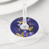 Étiquette Pour Verre De Vin Composition avec papillons Sapphire (De près)