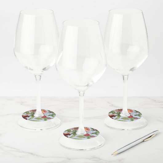 Étiquette Pour Verre De Vin Conception botanique vintage (Lot)