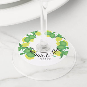 Étiquette Pour Verre De Vin Conception de citron vert Limoncillos - Nom du cou