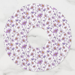 Étiquette Pour Verre De Vin Conception de motif botanique de fleur sauvage vio