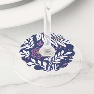 Étiquette Pour Verre De Vin Conception Florale 22