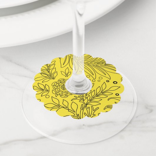 Étiquette Pour Verre De Vin Conception Florale 36 (De près)