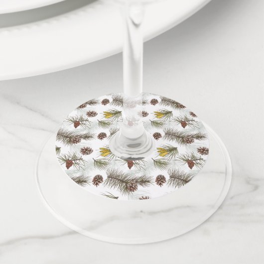 Étiquette Pour Verre De Vin Cônes de pin d'automne (De près)
