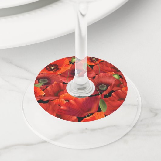 Étiquette Pour Verre De Vin Coquelicot (De près)