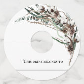 Étiquette Pour Verre De Vin Coton d'hiver Mariage de fête de Noël (Devant)