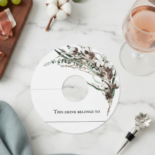 Étiquette Pour Verre De Vin Coton d'hiver Mariage de fête de Noël