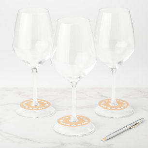 Étiquette Pour Verre De Vin Couleur pêche et cœurs blancs mariage personnalisé