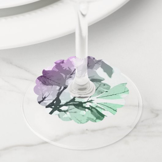 Étiquette Pour Verre De Vin Couleurs d'automne, feuille 5 (De près)