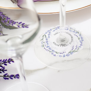 Étiquette Pour Verre De Vin Couronne de lavande élégante, cadeau de mariage