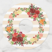 Étiquette Pour Verre De Vin Couronne de roses de mariage à l'aquarelle pour en (Dos)