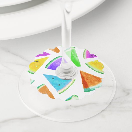 Étiquette Pour Verre De Vin Création du Motif de pastèque 6 (De près)