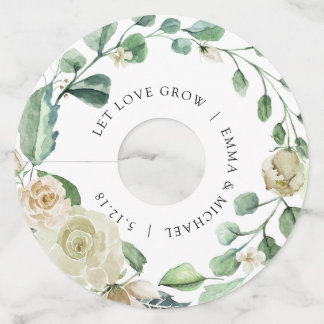 Étiquette Pour Verre De Vin Crème Blanche Floral Vintage Aquarelle